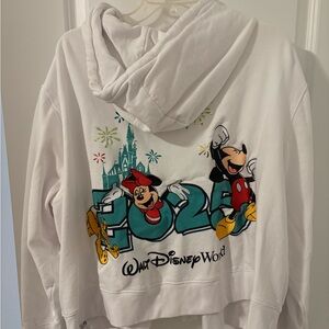 Disney White Hoodie with Mickey and Minnie 2025 Design